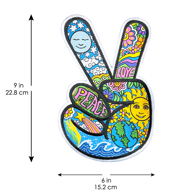 DAN MORRIS XL PEACE HAND PATCH - High Thread Rayon Sew-On / Iron